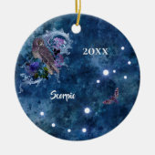 Boho Blue Zodiac Scorpio Constellation Keramik Ornament (Vorne)