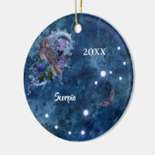 Boho Blue Zodiac Scorpio Constellation Keramik Ornament (Links)