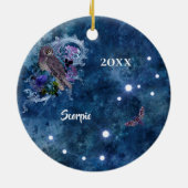 Boho Blue Zodiac Scorpio Constellation Keramik Ornament (Hinten)