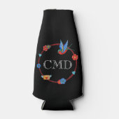 Boho Bluebird Custom Monogram Flaschenkühler (Vorderseite)