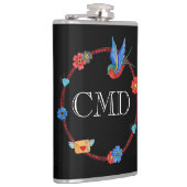 Boho Bluebird individuell anpassbare Flasche Flachmann (Rechts)