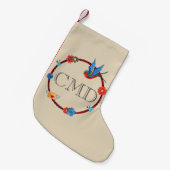 Boho Bluebird Monogram Kleiner Weihnachtsstrumpf (Vorderansicht (hängend))