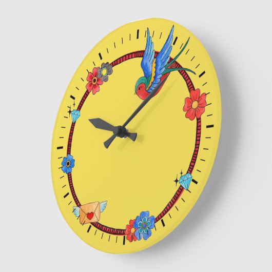 Boho Bluebird Wall Clock Große Wanduhr (Winkel)