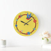 Boho Bluebird Wall Clock Große Wanduhr (Zuhause)