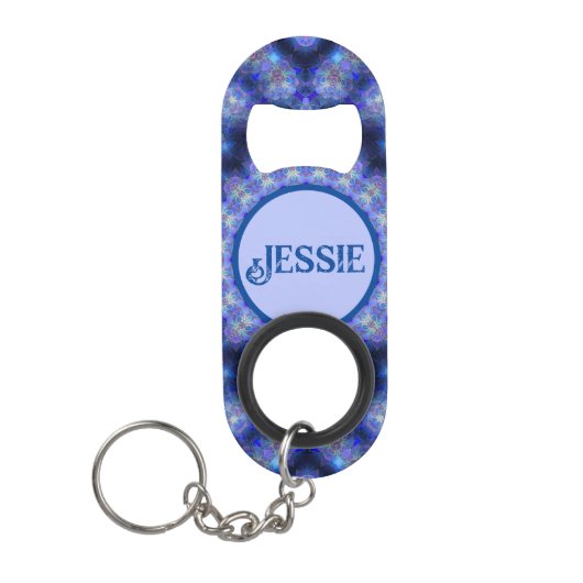 Boho Blues Personalize Name Gift Mini Flaschenöffner (Vorderseite)