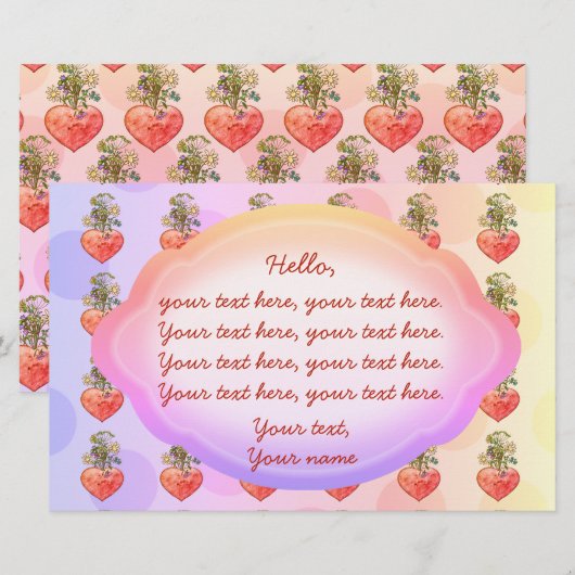 Boho blühende, farbenfrohe Zollpapiere Briefpapier (Vorne/Hinten)