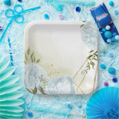 Boho blühende grüne Blätter botanisch Pappteller (Party)