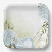 Boho blühende grüne Blätter botanisch Pappteller (Vorderseite)