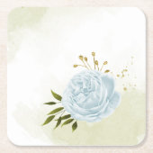 Boho blühende grüne Blätter botanisch Rechteckiger Pappuntersetzer (Vorderseite)