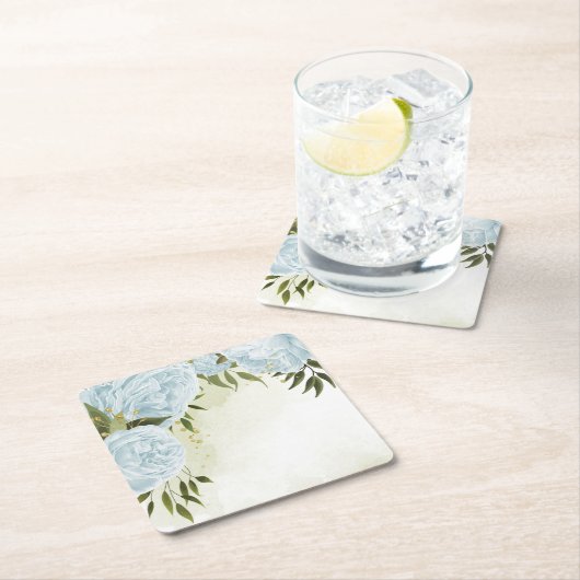 Boho blühende grüne Blätter botanisch Rechteckiger Pappuntersetzer (Vor Ort)