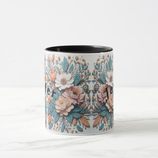 Boho Blume 3D-Modus Kaffee-Tasse Tasse (Zentrum)