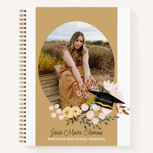 Boho Blume Abschluss Foto Guestbook Notizblock (Vorderseite)