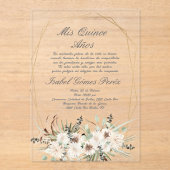 Boho Blume Acryl Quinceanera Einladung (Vorderseite)