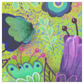 Boho Blume auf Peridot Green Stoff (Nahaufnahme)