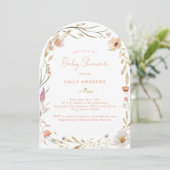 Boho Blume Babydusche Einladung (Stehend Vorderseite)