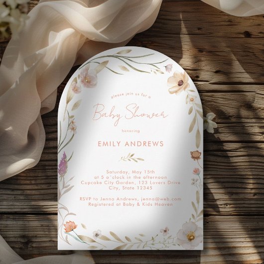 Boho Blume Babydusche Einladung