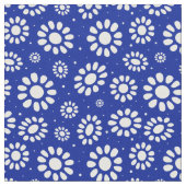 Boho Blume Blau und Weiß Muster Stoff (Nahaufnahme)