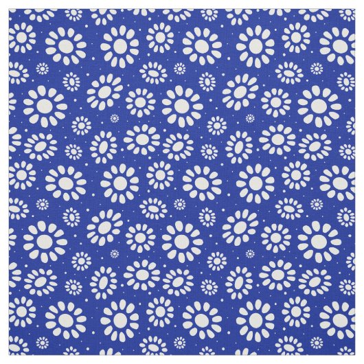 Boho Blume Blau und Weiß Muster Stoff (Muster)