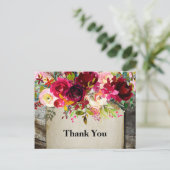 Boho Blume, Blume Geburtstag danke Einladungspostkarte (Stehend Vorderseite)