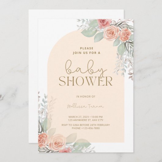 Boho Blume Bohemisch Desert Girl Babydusche Einladung (Vorne/Hinten)