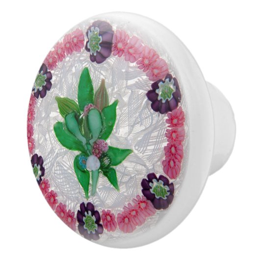 Boho Blume Border Pink Buds Viktorianisch Keramikknauf (Rechts)