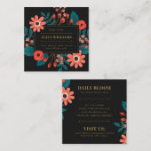 Boho Blume Bouquet eleganter Goldrahmen mit elegan Quadratische Visitenkarte (Vorne/Hinten)