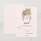 Boho Blume Bouquet in neutralen Farben Hochzeit RSVP Karte (Vorne/Hinten)