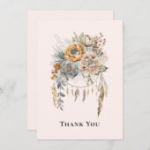 Boho Blume Bouquet in neutralen Farben Vielen Dank Dankeskarte (Vorne/Hinten)