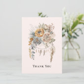 Boho Blume Bouquet in neutralen Farben Vielen Dank Dankeskarte (Stehend Vorderseite)