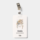 Boho Blume Bouquet und Dreamcatcher Ausweis (Rückseite mit Clip)