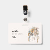 Boho Blume Bouquet und Dreamcatcher Ausweis (Vorderseite mit Clip)