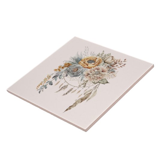 Boho Blume Bouquet und Dreamcatcher Fliese (Seite)