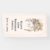 Boho Blume Bouquet und Dreamcatcher Geburtstag Banner (Horizontal)