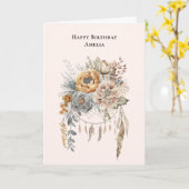 Boho Blume Bouquet und Dreamcatcher Geburtstag Karte (Gelbe Blume)