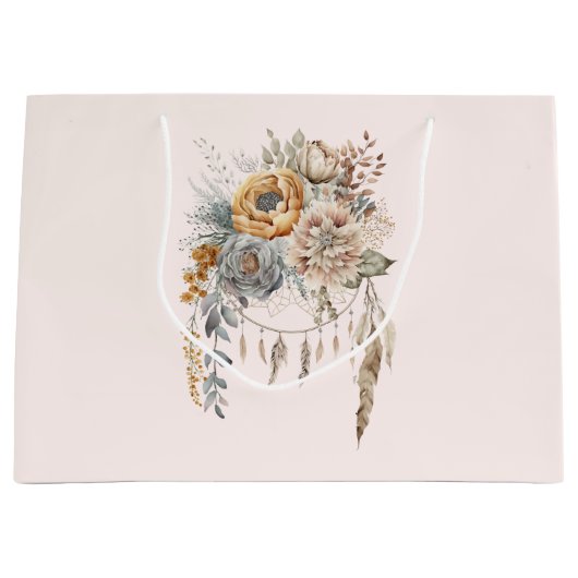 Boho Blume Bouquet und Dreamcatcher Große Geschenktüte (Vorderseite)