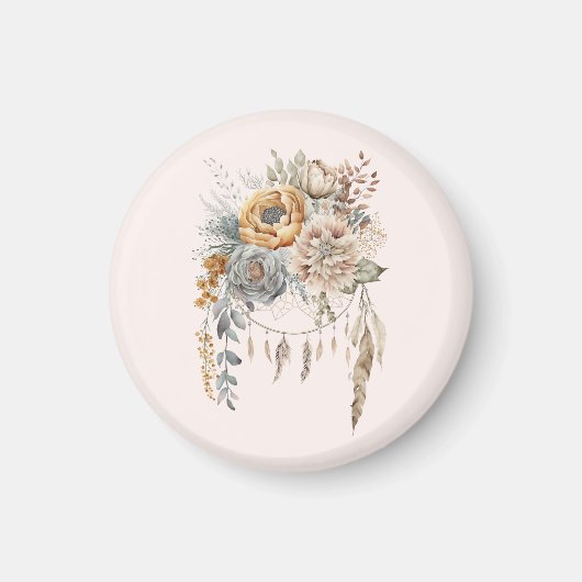 Boho Blume Bouquet und Dreamcatcher Magnet (Vorne)