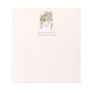 Boho Blume Bouquet und Dreamcatcher Notizblock