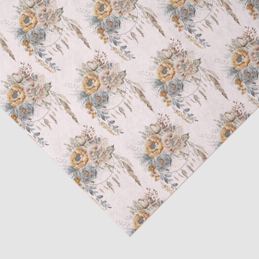 Boho Blume Bouquet und Dreamcatcher Pattern Seidenpapier (Ausschnitt)