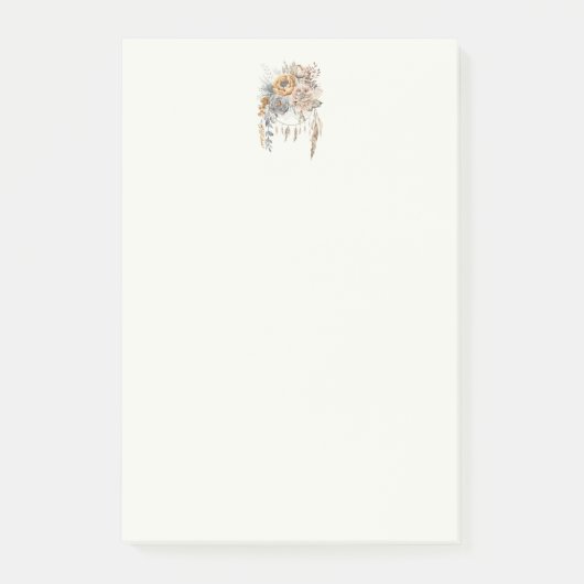 Boho Blume Bouquet und Dreamcatcher Post-it Klebezettel (Vorderseite)