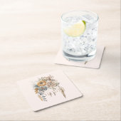 Boho Blume Bouquet und Dreamcatcher Rechteckiger Pappuntersetzer (Vor Ort)