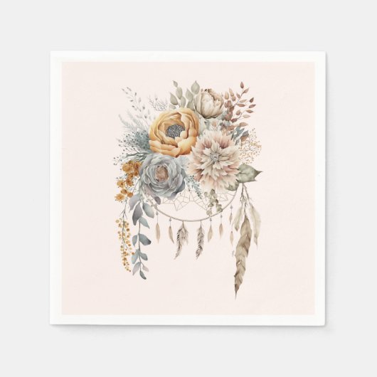 Boho Blume Bouquet und Dreamcatcher Serviette (Vorderseite)