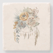 Boho Blume Bouquet und Dreamcatcher Steinuntersetzer (Vorderseite)
