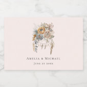Boho Blume Bouquet und Dreamcatcher Wedding Schaumweinetikett (Einzelnes Label)