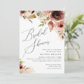 Boho Blume Brautparty Earthy Watercolor Einladung (Stehend Vorderseite)