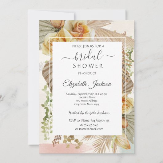 Boho Blume Brautparty Einladung (Vorderseite)