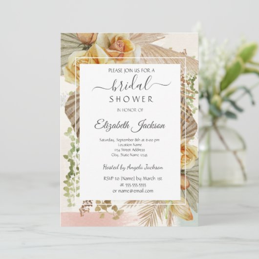 Boho Blume Brautparty Einladung (Stehend Vorderseite)