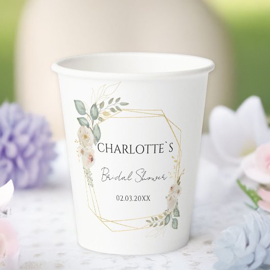 Boho Blume Brautparty Pappbecher