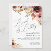 Boho Blume Brunch & Bubbly Earthy Brautparty Einladung (Vorderseite)