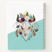 Boho-Blume-Bullenschädel Notizblock (Rückseite)