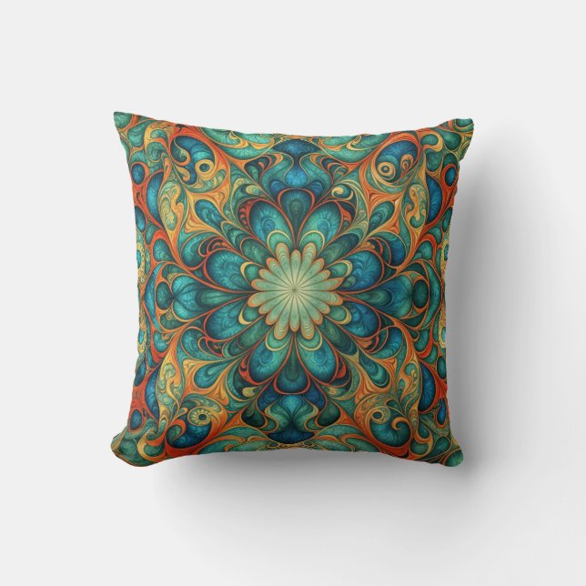 Boho Blume Bunte Wirbel Kissen (Vorderseite)